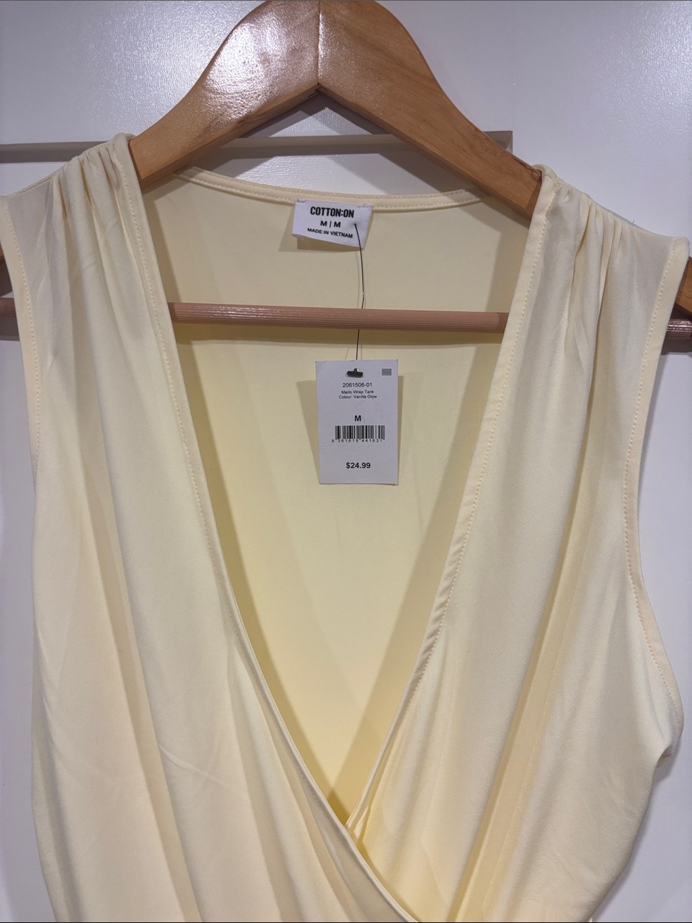Cotton On Cream Wrap-Front Sleeveless Bodysuit